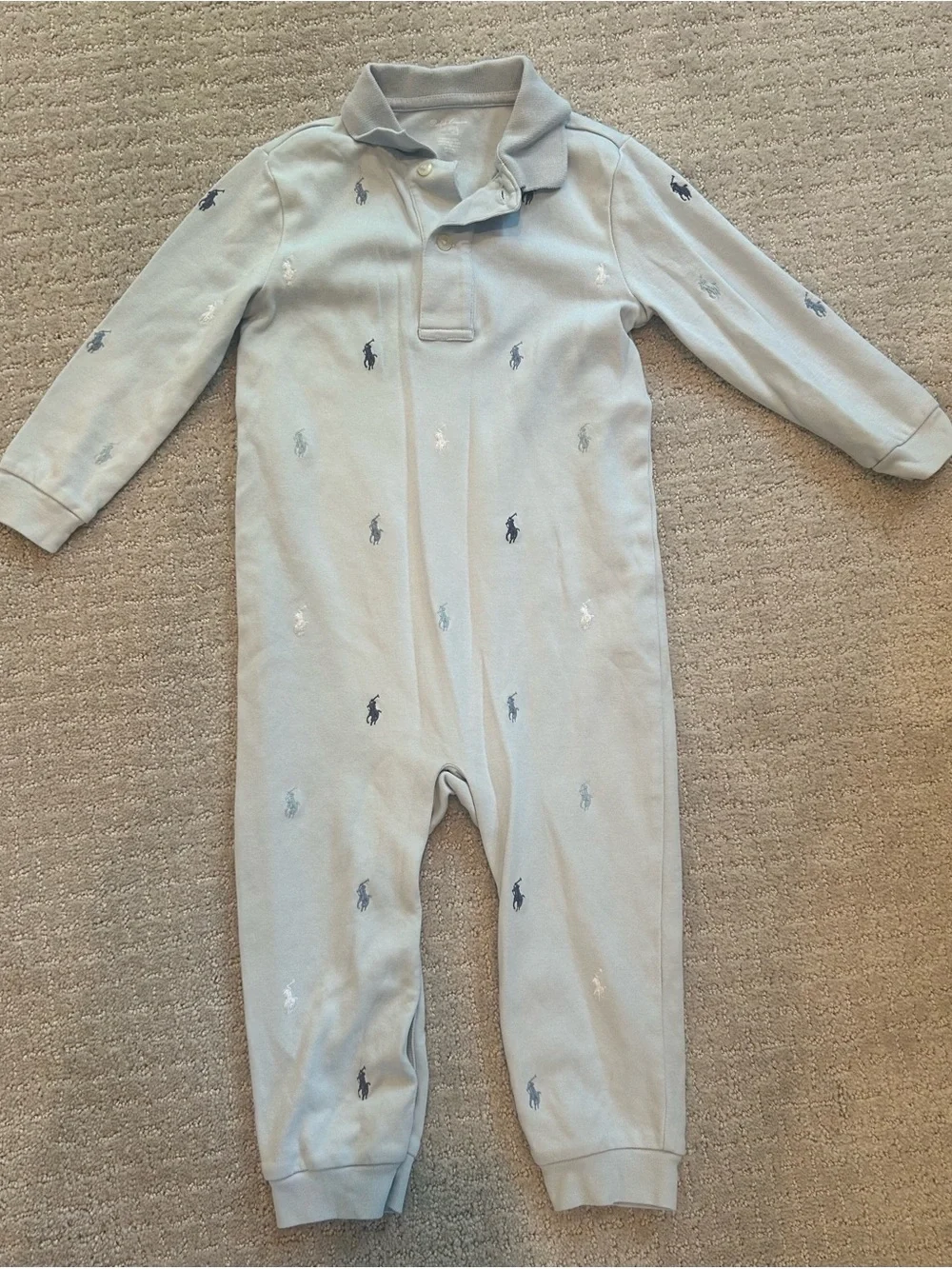 Baby Bundle of Ralph Lauren Polo One-Piece Long Sleeve Body Suits in Blue